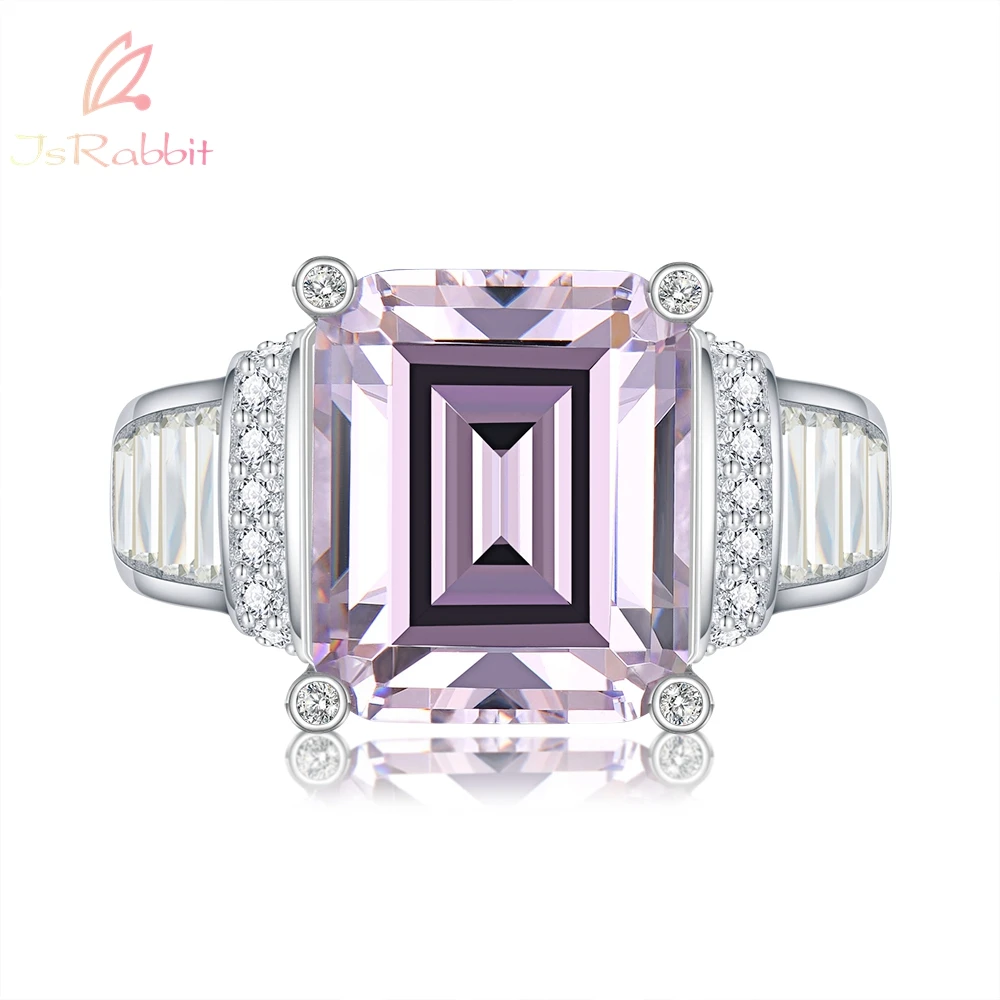 IsRabbit 18K Gold Plated Emerald Cut 5CT Fancy Vivid Intense Purple Pink Sapphire Anniversary Ring Luxury Jewelry Drop Shipping