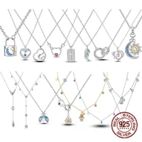 925 Sterling Silver Sun, Moon, Dragonfly, Water Drop Pendant Necklace For Women Wedding Engagement Girlfriend Wife Birthday Gift