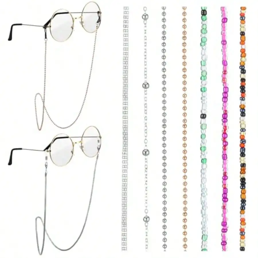 

Konohan 7 Pieces Glasses Chains Set, Glasses Strap, Glasses Holder, Glasses Chain Necklace, Reading Glasses Cord for Women and Men