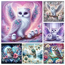 Diy Animal Diamond Painting Cute Owl Family Full Round Square Mosaic Diamond 5d Flower Bird Home Decorative Rhinestone Pictures