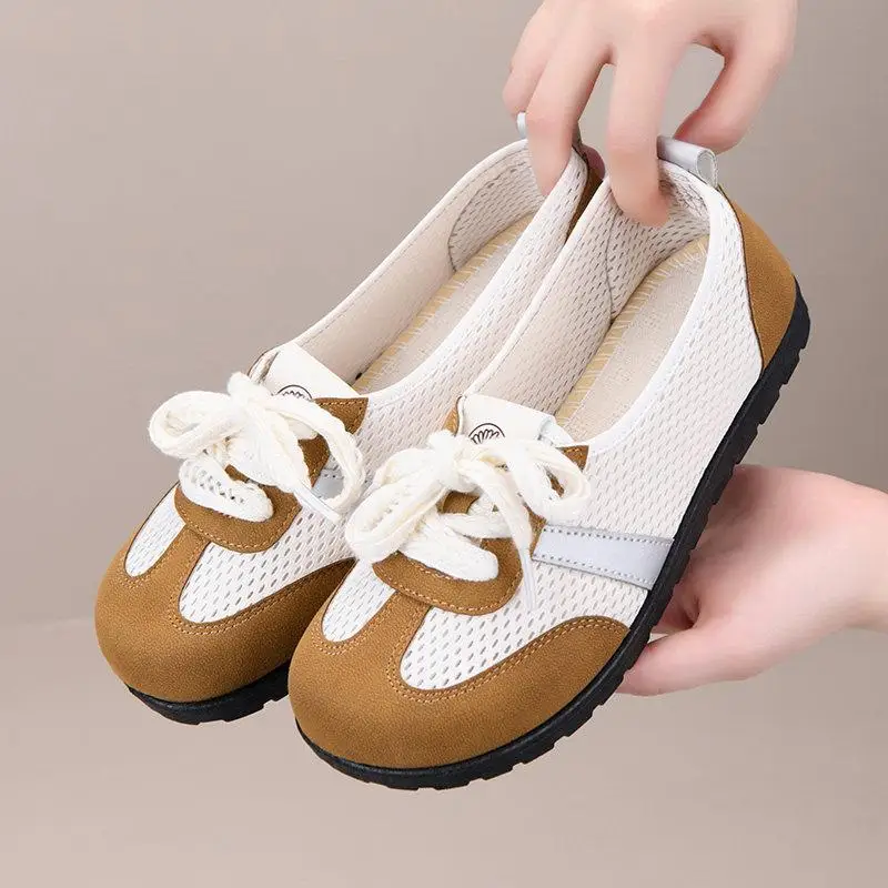 

Women's Summer Thin Breathable Deqin Shoes New Style Old Beijing Cloth Shoes Mesh Slip-On Mom Shoes Low Cut Casual Shoes