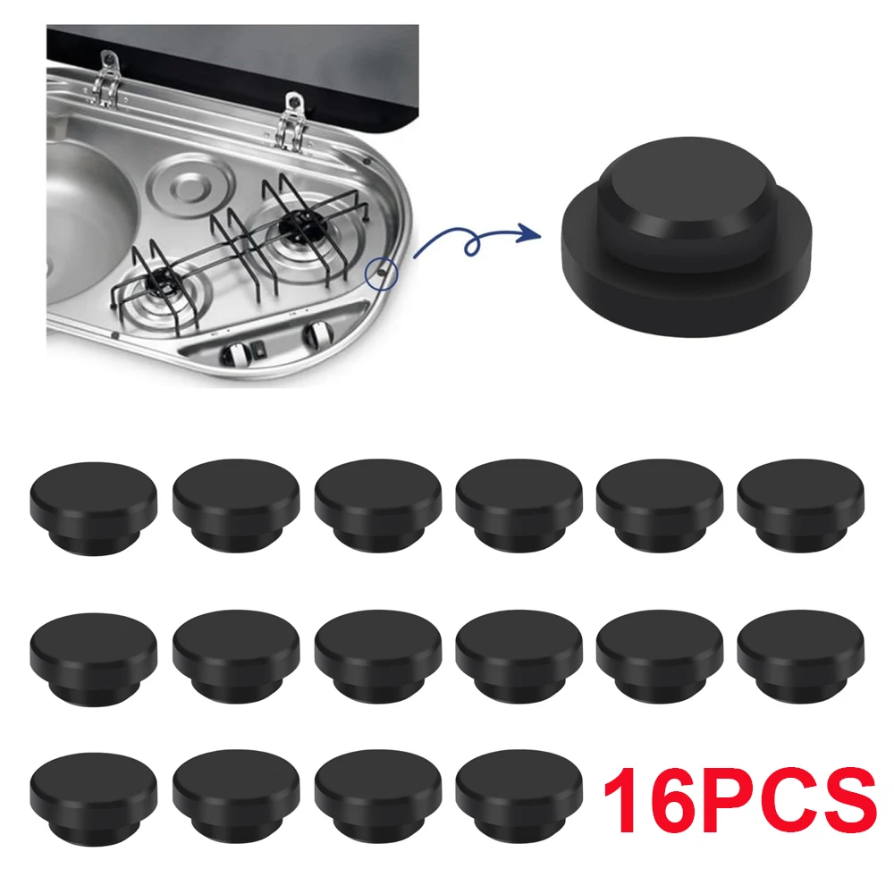 16-teiliges Gummistopfen-Set, schützende Gummistopfen-Set für Gasherde, Halter, Gummi-Abdeckkappen, kompatibel mit Dometic, Smev und Thetford