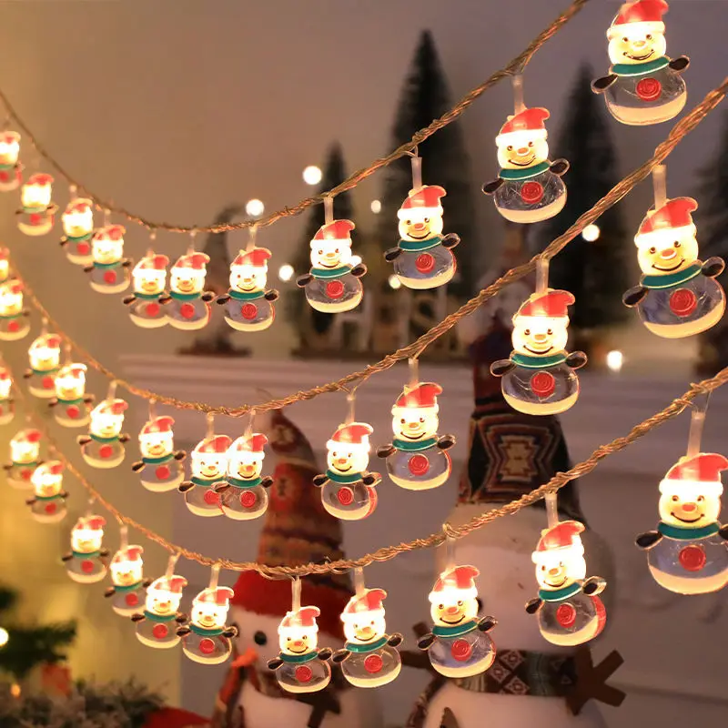 LED Holiday Atmosphere String Lights Christmas Tree Snowman Santa Claus Indoor Decorative Battery Box Light String