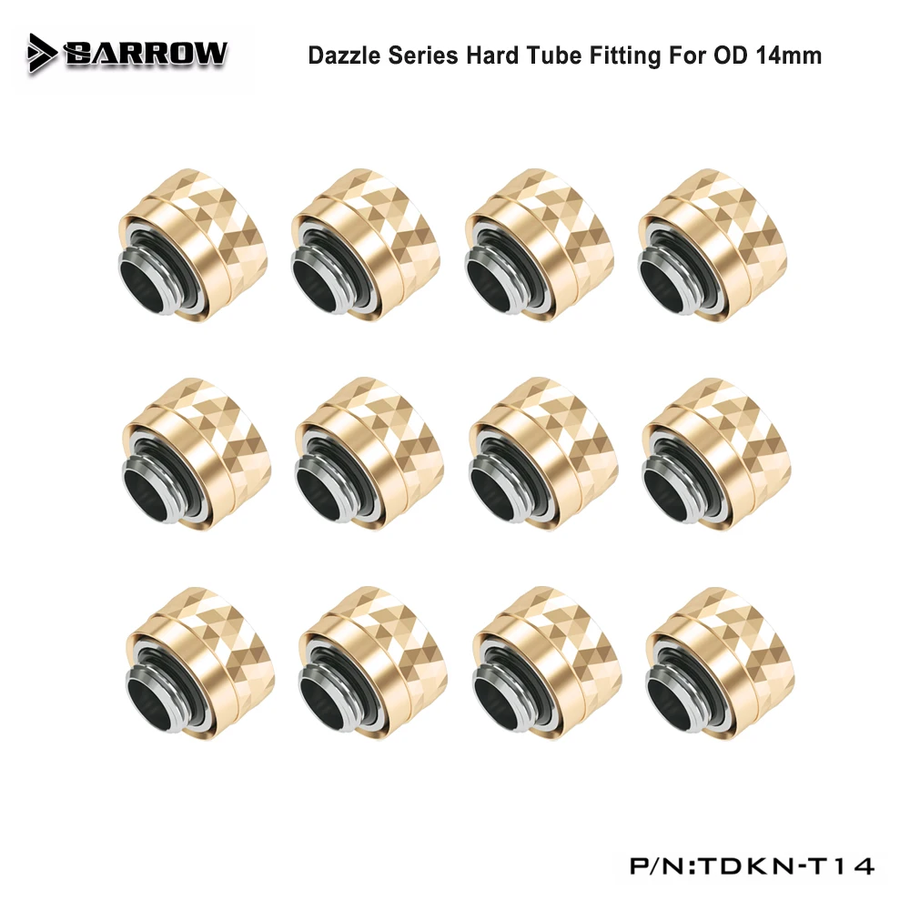 

Barrow 8/10/12pcs Dazzle OD14mm Hard Tube Fittings Connector for PETG Acrylic Rigid Pipe Water Cooling, G1/4'' Thread, TDKN-T14