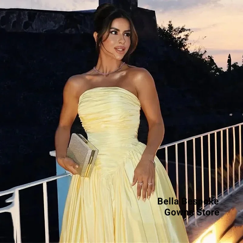 Luxe Galajurk Lijn A Off-shoulder Avondjurken voor dames Luxe 2025, Satijnen Doek Baljurken Saoedi-Arabië Bruiloftsfeest