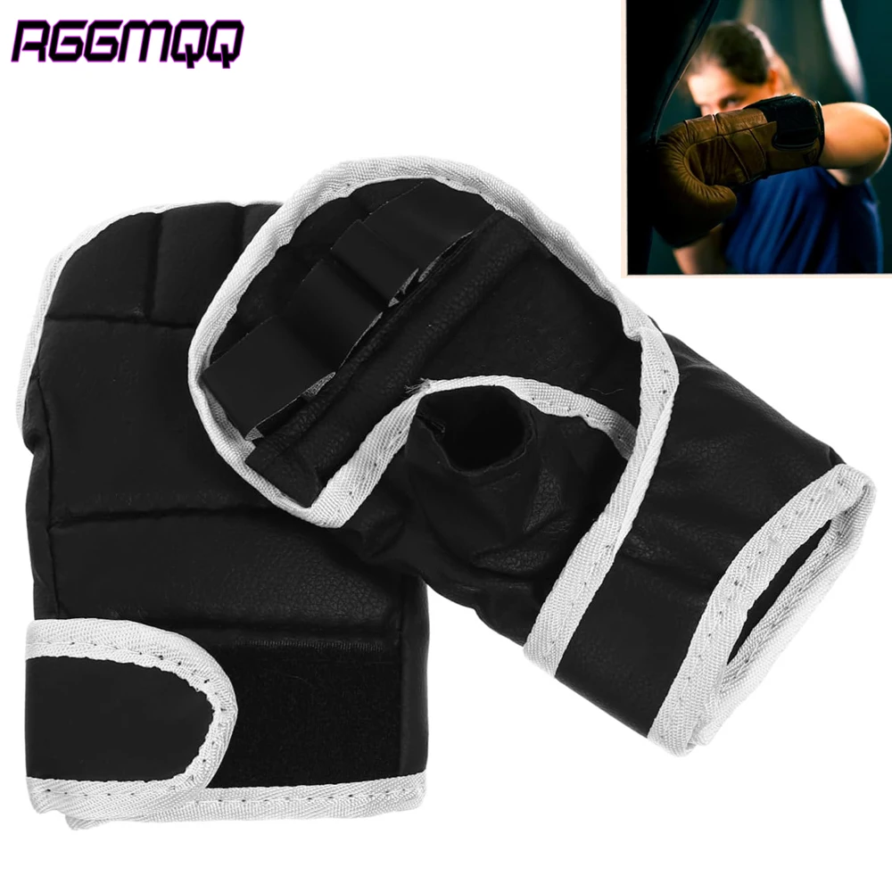 ถุงมือครึ่งนิ้ว RGGMQQ MMA - สายรัดข้อมือปรับได้สำหรับการชกมวย, มวยไทย, การฝึกซ้อมแบบกราปปิ้ง และการฝึกซ้อมกับกระสอบทราย (สำหรับทุกเพศ)