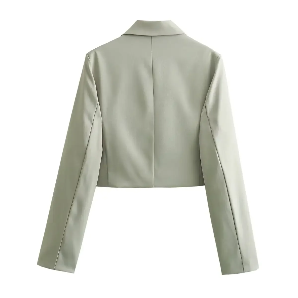 HH Elegantes Damen-Set: Einreihige Cropped-Jacke und Weite Hose mit Knopfleiste, Casual Büro-Arbeitskleidung, Wochenend- und Party-Outfit, 2-teilig – Detail 6