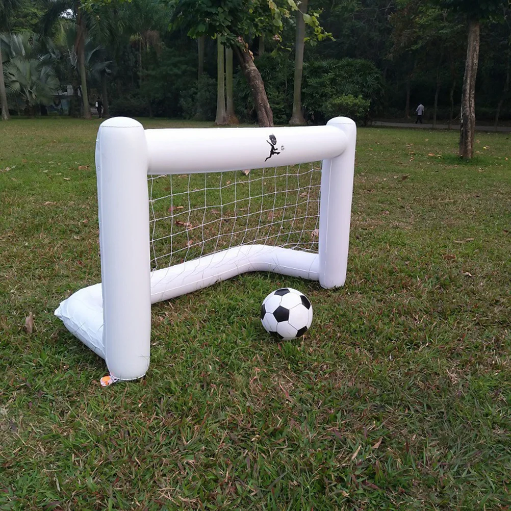 160cm Inflatable Football Gate with Net Inflatable Soccer Game Floating Football Goal (1PC Gate + 1pc Football White)