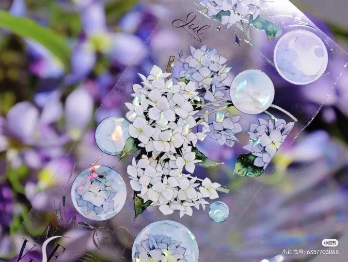 Purple Flower Bubbles Shiny Washi PET Tape