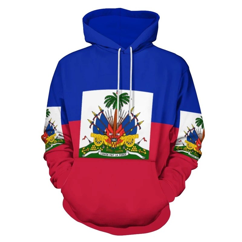 Haiti Nation Flag Men\'s Women\'s Sports Hooded Pullover Fashion 3D Print Spring And Autumn Winter Casual Hoodie Loose Sweatshirt