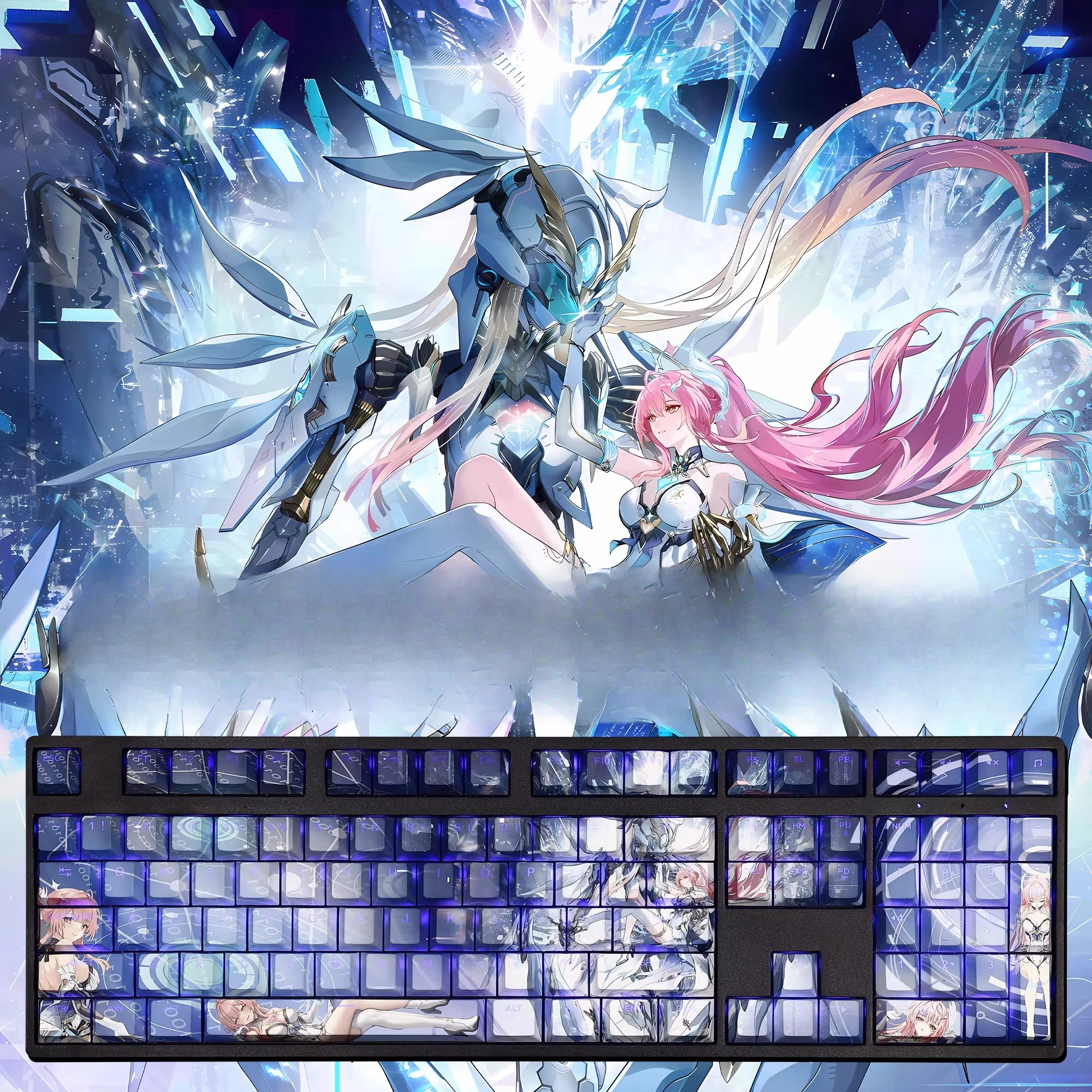 

Набор из 108 PBT-кейкапов Cherry Height с изображением милых и сексуальных девушек из Wuthering Waves для механических клавиатур с переключателями MX, для геймеров, кастомизация