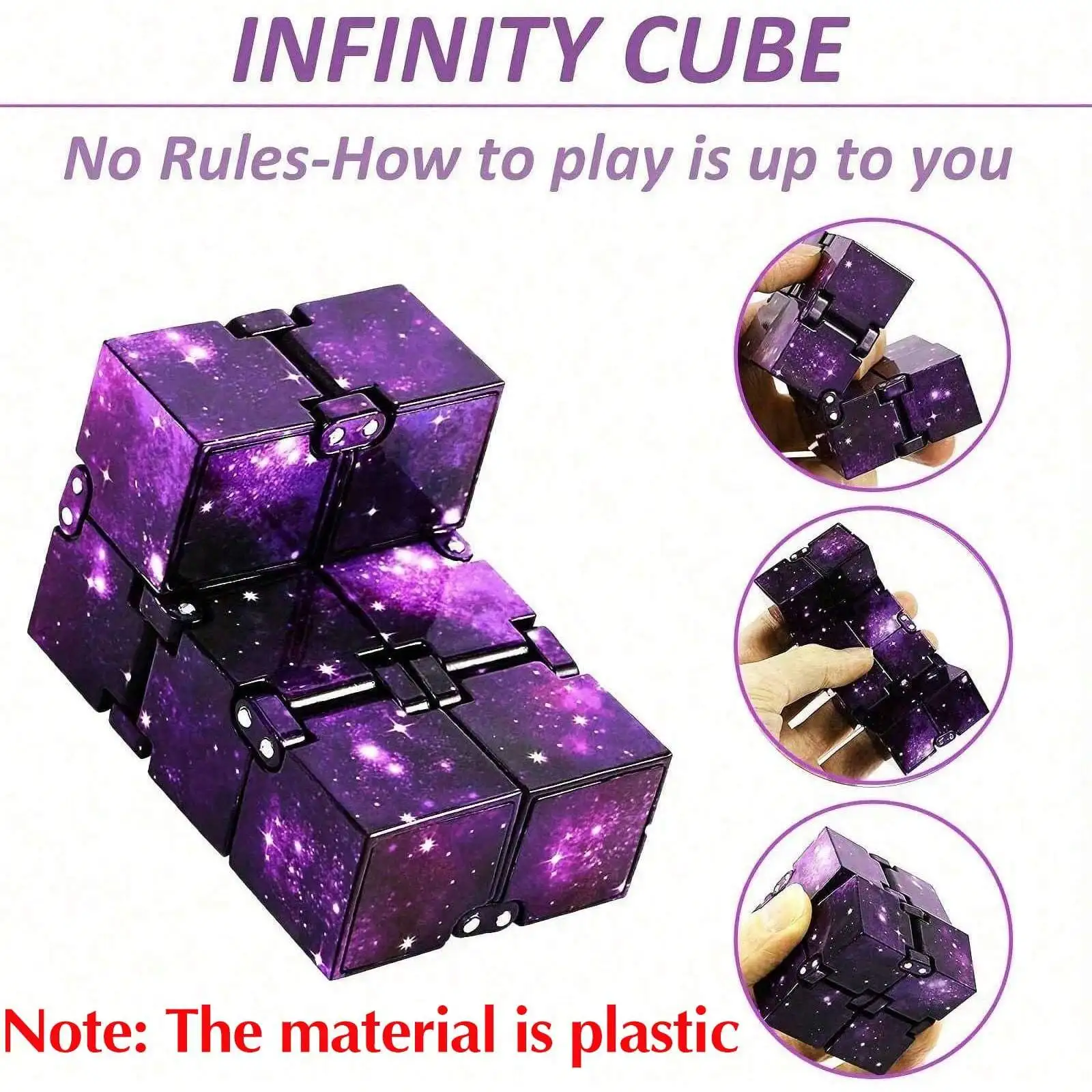 Toy Cube for Kids and Adults, Stress and Anxiety Relief Cool Hand Mini Kill Time Toys Infinite Toy Cube for Add, (Galaxy Space)