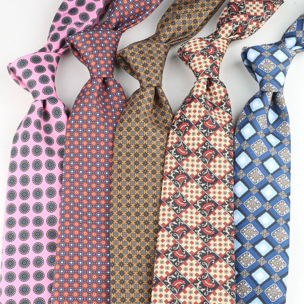 New Autumn Winter 9CM Width Neckties Fashion Soft Silky Floral Printed Neck Ties For Men Women Colorful Pink Green Tie Cravat