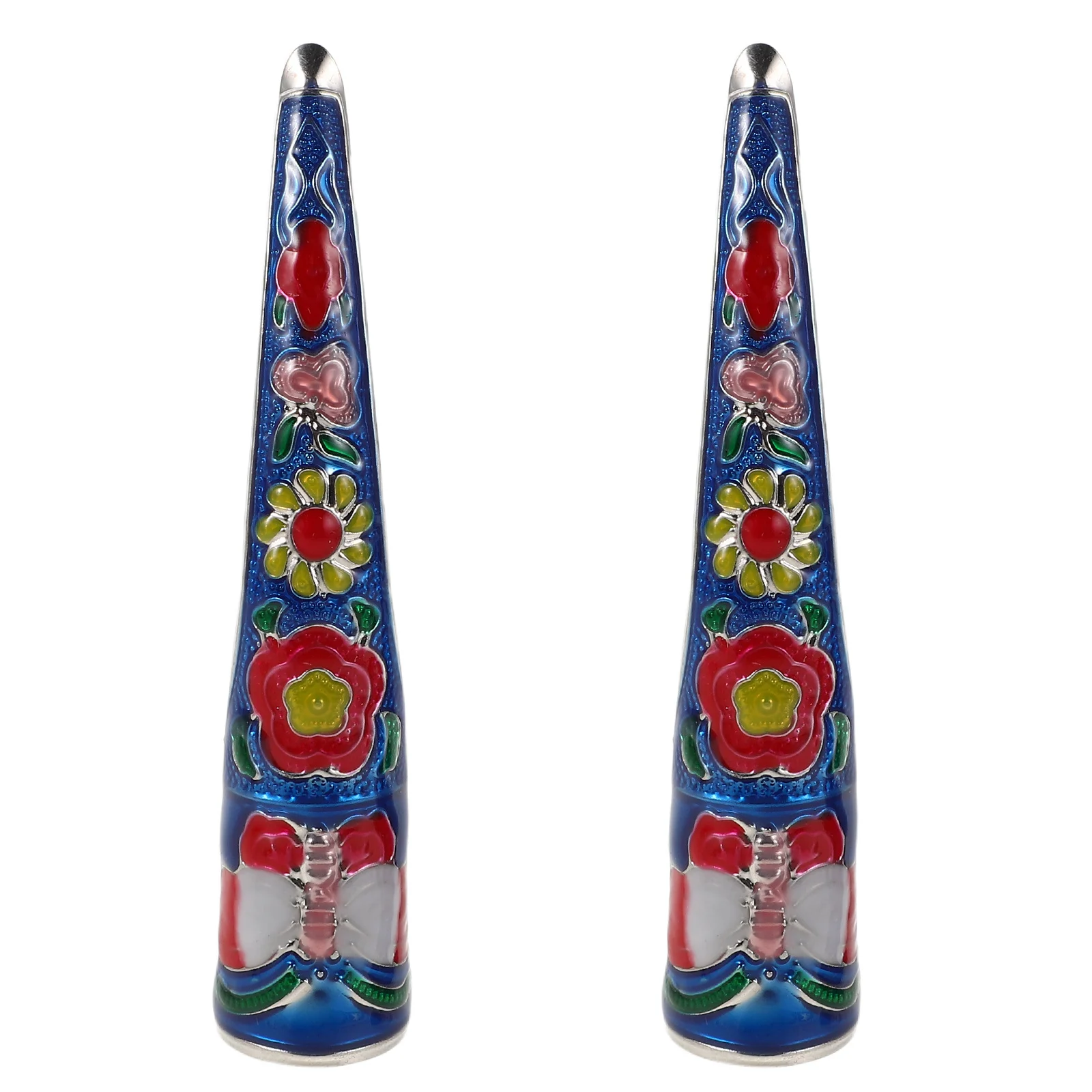 

2Pcs Palace Style Court Nail Tips Handcrafted Ancient Chinese Long Finger Claws Detachable Fake Nails for Cosplay Dance