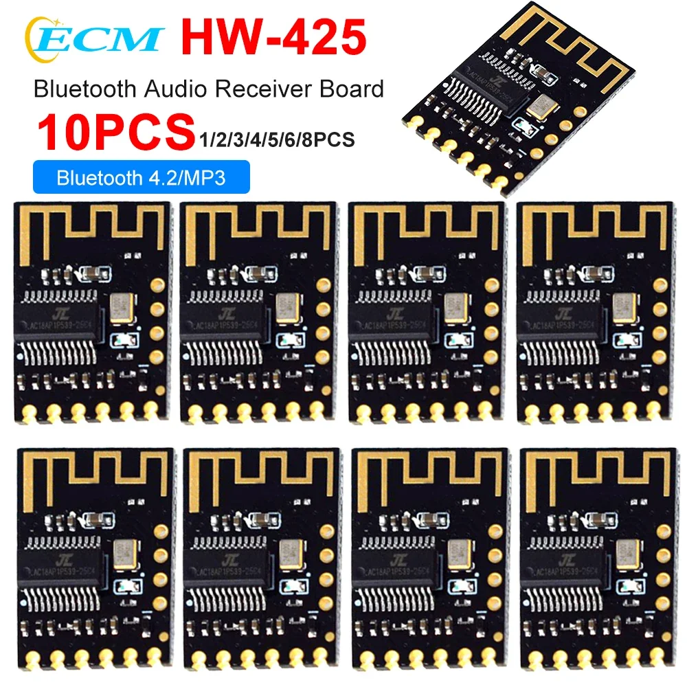 1-10pcs HW-425 Bluetooth Audio Receiver Module Bluetooth-compatible 4.2 Wireless HiFi Stereo Lossless MP3 Music Decoder Module