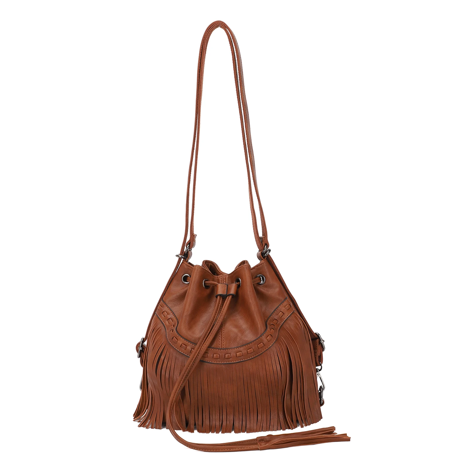 KL928 Bucket Bags for Women, Backpack Purse, Fringe Purses with Drawstring Ladies Tassel Hobo Bag Shoulder Handbags