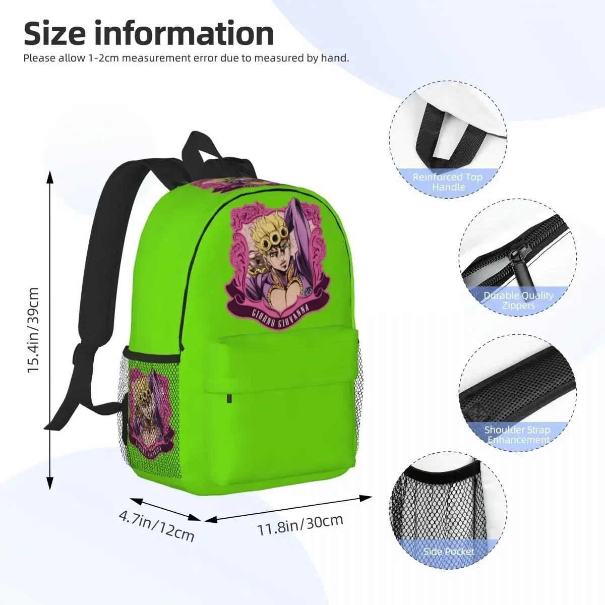 The Strongest Stand Of All Time Jojo Bizarre Adventure Backpack Student Boy Girls BookBag School Bag Shoulder Bags for Men Women