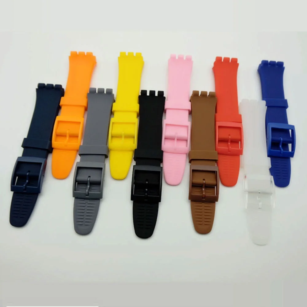 Colorful Silicome Watch Band Strap for Swatch Watchband Rubber Wristband Bracelet  Accessories 16mm 17mm 19mm 20mm Replacement