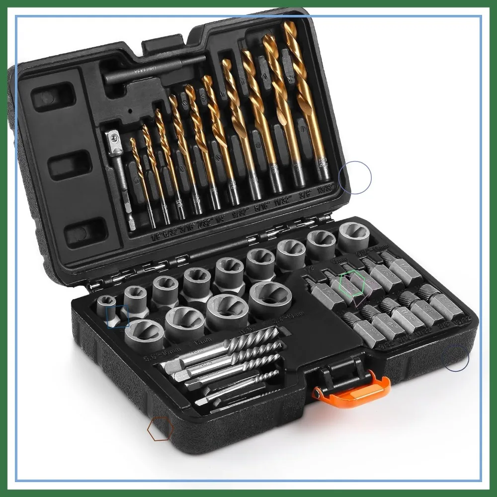 

Набор из 40 экстракторов для болтов и винтов с левыми кобальтовыми сверлами для легкого удаления поврежденных, замороженных, ржавых болтов