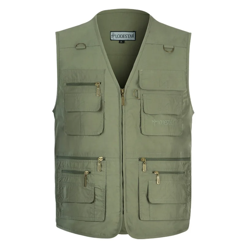 

Spring and Autumn Men's Loose Multi-pocket Casual Outdoor Tooling Solid Color Vest Fishing Vest Overalls