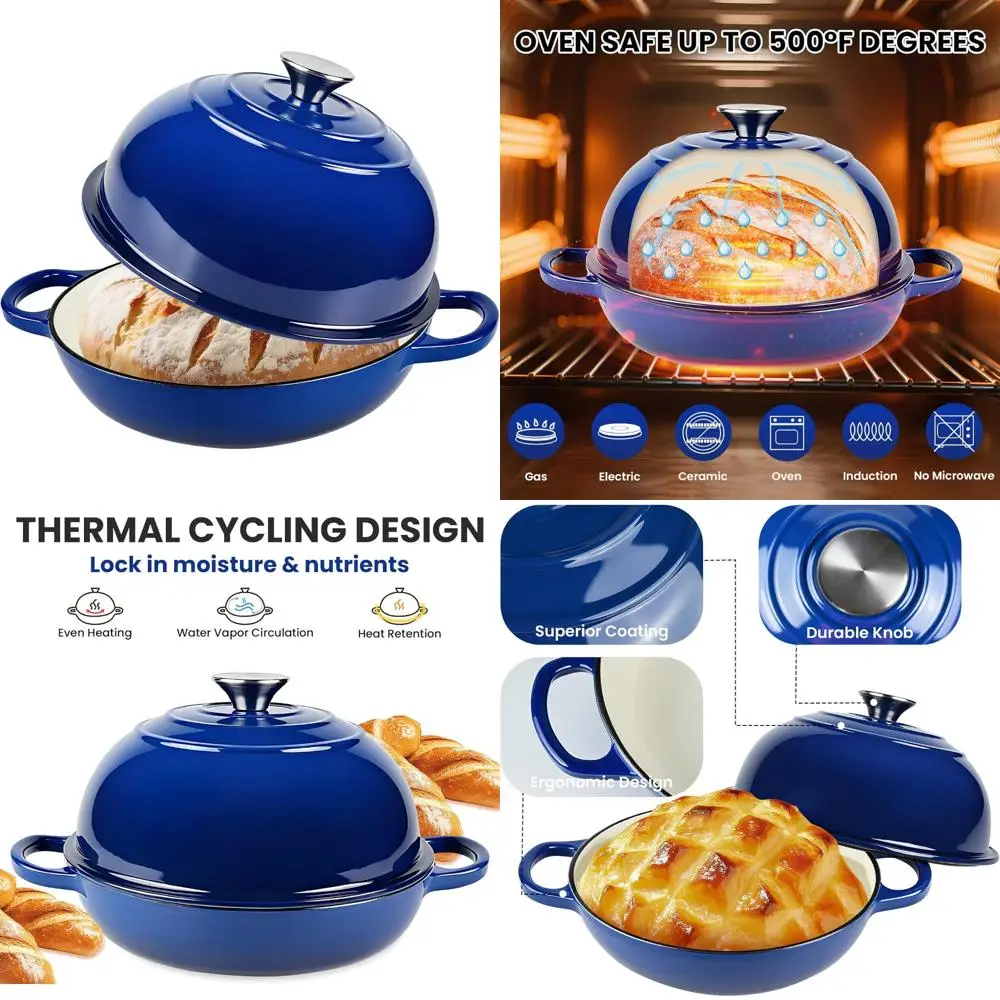 

Enameled Cast Iron Dutch Oven Pot with Lid, Ideal for Sourdough Bread Baking, Round Oven-Safe Bread Baking Pan, Perfect for Home