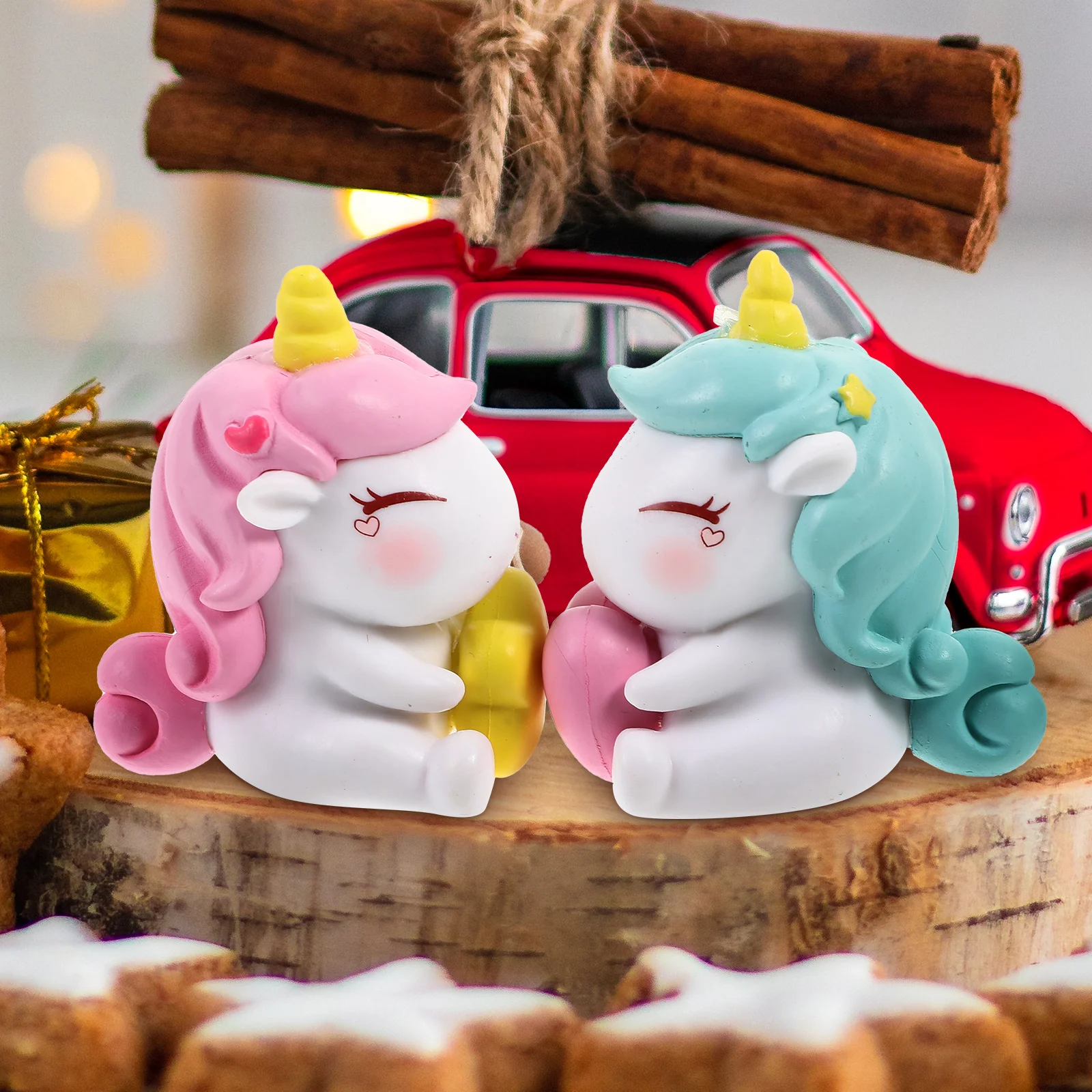 

4pcs Resin Unicorn Lightweight Mini Decor Miniature Ornament For Garden Bonsai Micro Landscape Potted Mini Statue Unicorn