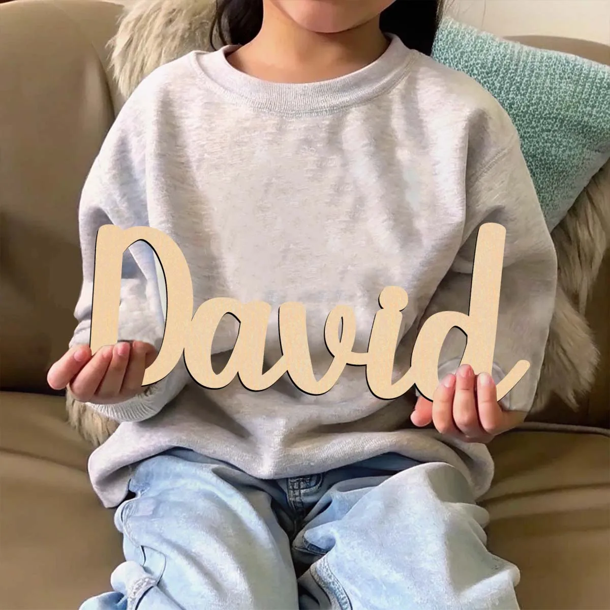 1pc Creative david example Customizable Name Wooden Plaque Laser-Cut Sign Wooden Sign Unique Bedroom Decor