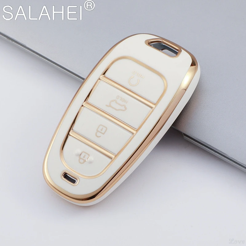 For Hyundai Santa Fe Tucson 2022 NEXO NX4 Atos Prime Solaris 2021 Holder Fob Accessories Cover 4 Buttons TPU Car Remote Key Case