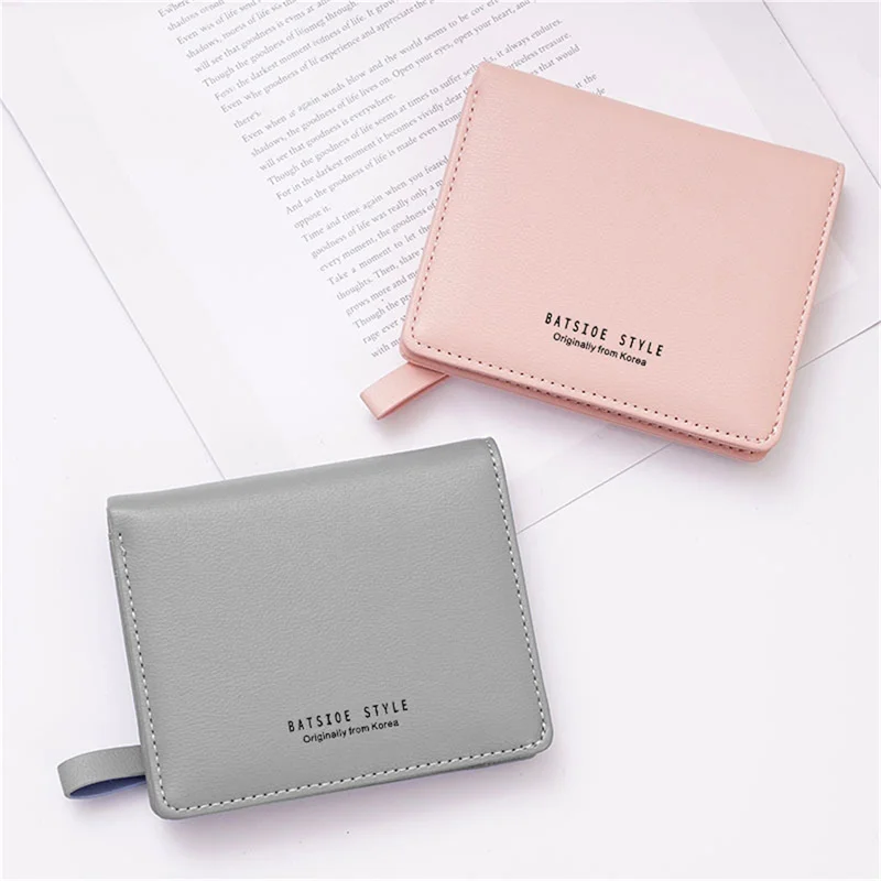 PU Leather Ladies Wallet Small Fresh Bifold Student Bag Simple Multi-card Buckle Coin Purse Soft Resistant Dirt