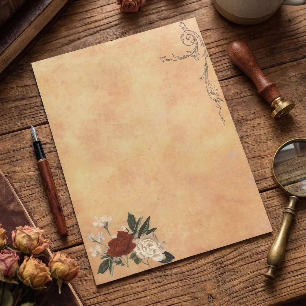 Vintage Letter Paper Set A4 Stationery Sheets For Romantic Handwritten Letters Scrapbook Decoration Journaling Art Supplies Kit