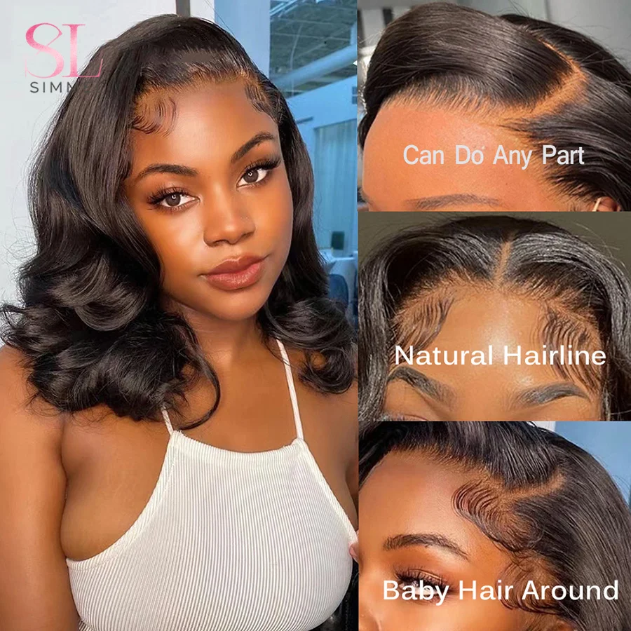 4X4 Body Wave Short Bob Wig Brazilian HD Transparent Lace Frontal Wig Lace Front Human Hair Wavy Lace Closure Wigs for Women