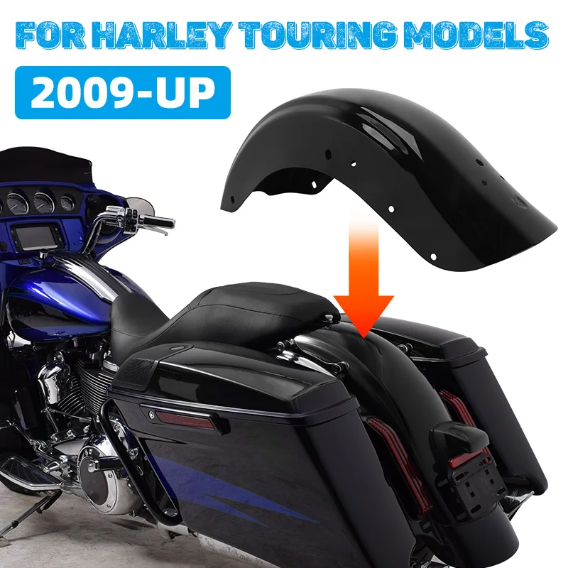 Motorcycle Mudguard Rear Fender Black Splash Cover Accessories For Harley Touring Road King Electra Glide Street Glide CVO 09-up