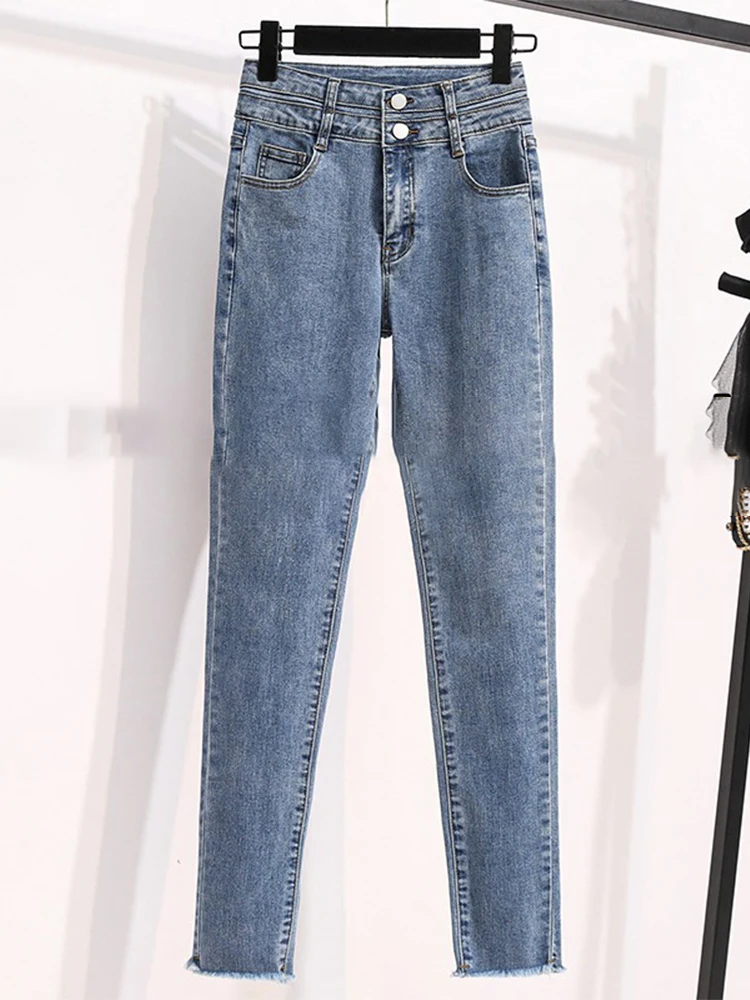 

S-5xl Spring New Women Pencil Pants Large Size High Waist Skinny Denim Trousers Casual Female Jeans Streetwear