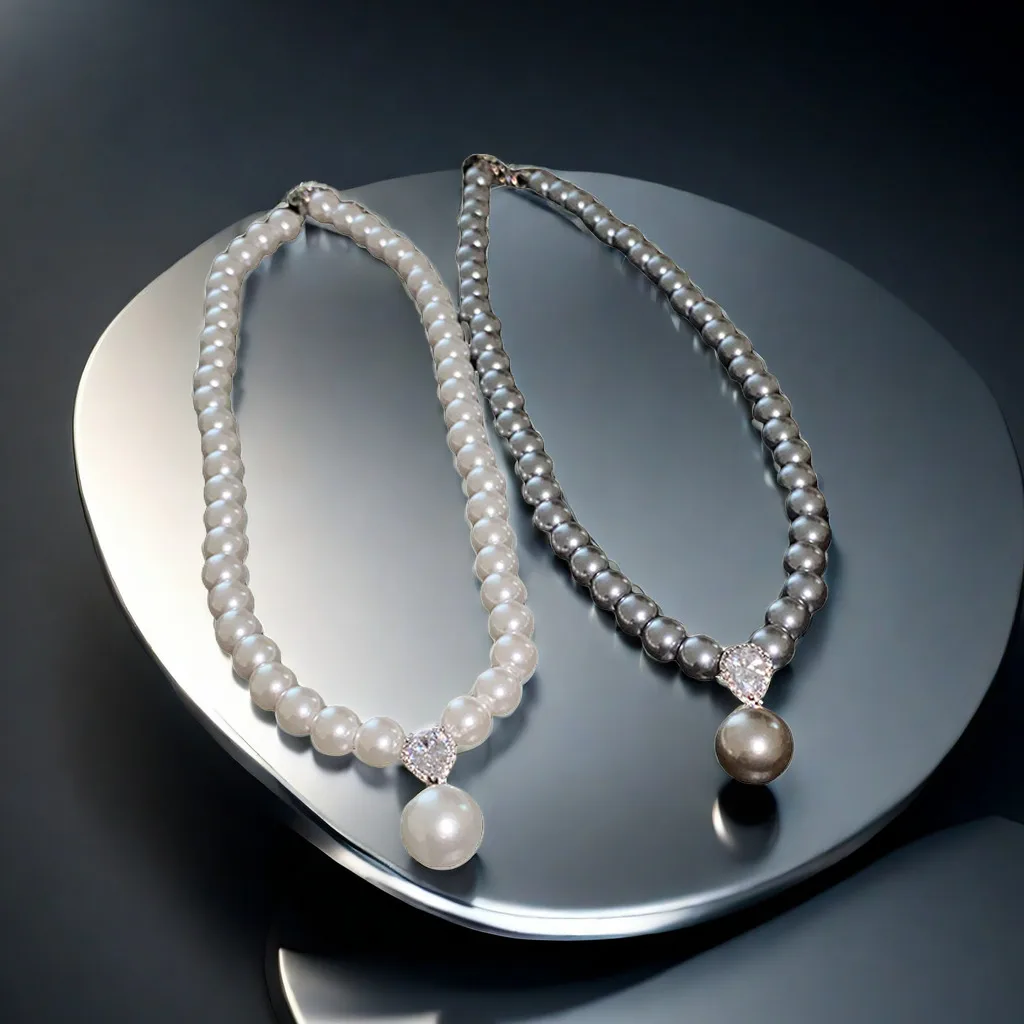 Elegant Retro Pearl Necklace, Simple Style Collarbone Chain, Versatile Neck Chain,Women Wedding Gift Jewelry