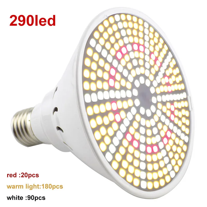 풀 스펙트럼 290 LED 실내 식물 램프, 꽃 재배 전구, 야채 재배 텐트, 레드 블루 하이드로 햇빛, 피토 램프, 수족관 p1, E27