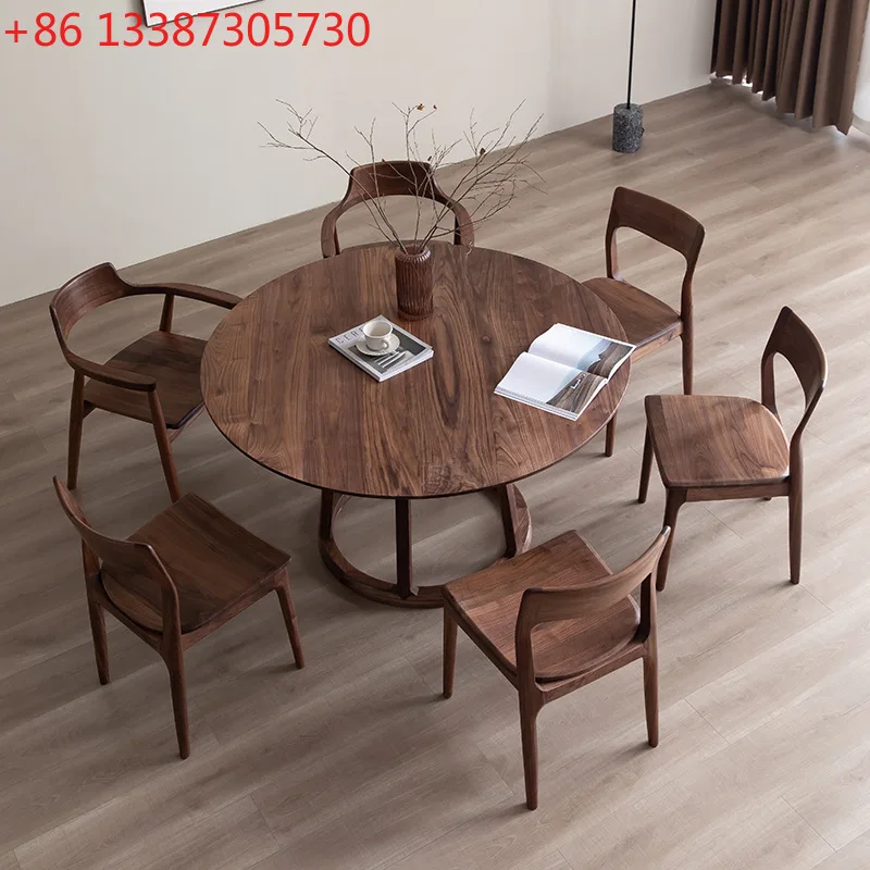 

Северноамериканский круглый стол из цельного дерева, современный простой обеденный стол