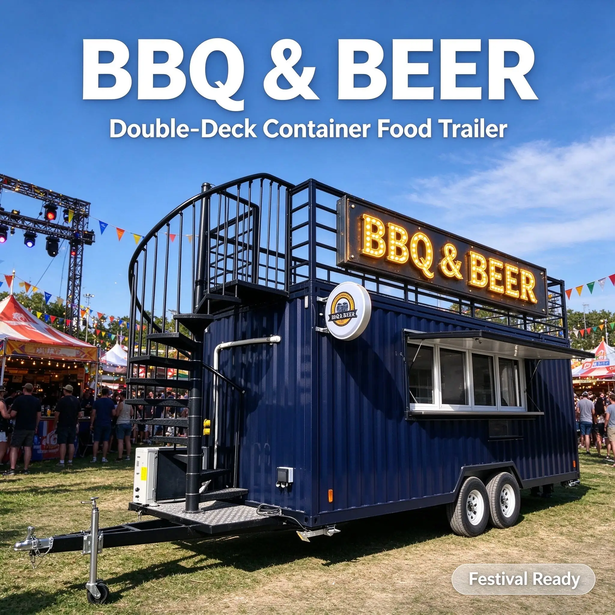 13-16 ft Container-style BBQ Trailer with Full Kitchen and Equipment Truck; Ideal for Restaurants and Mobile Food Businesses.