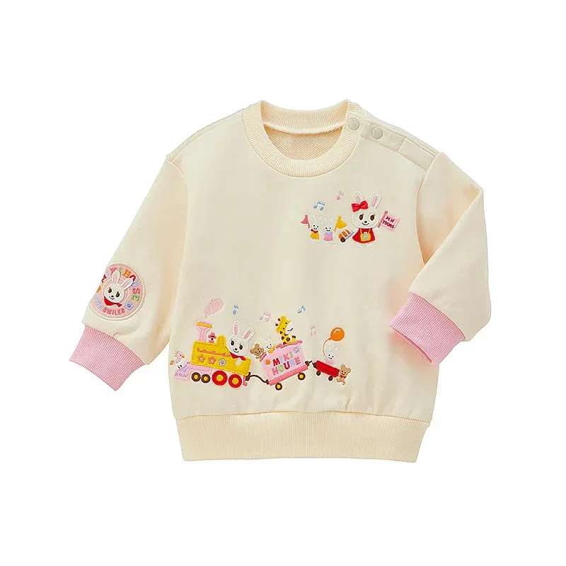 Autumn New Girls Clothes Cartoon Cute Bunny Apple Embroidery Sweatshirt Baby Top 2024