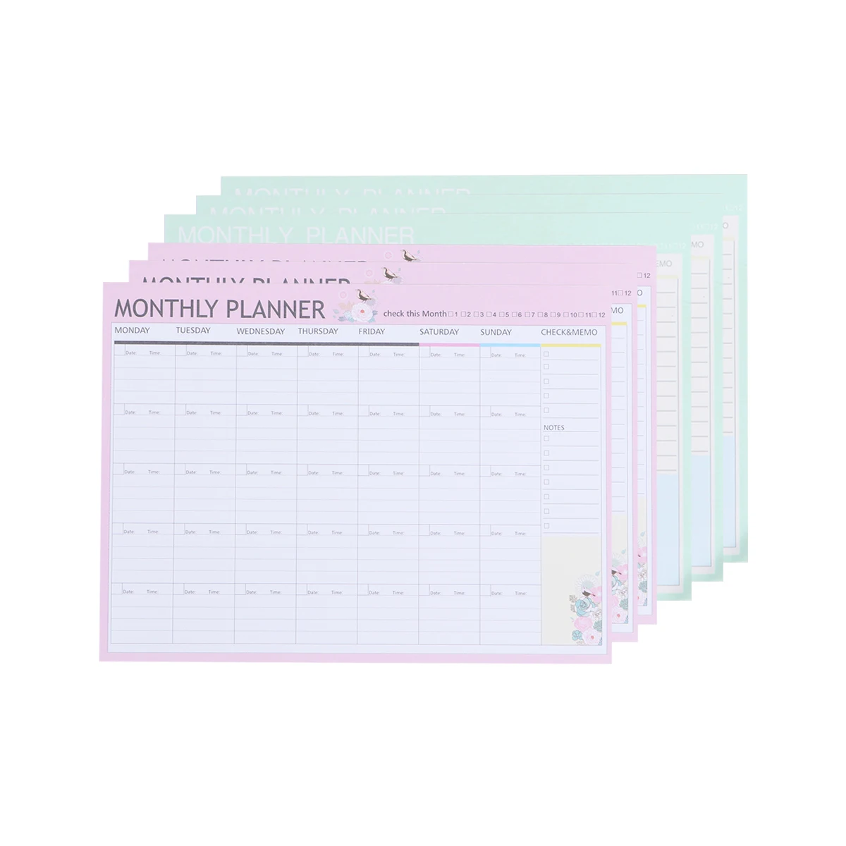 Monthly Schedule Planner Notebook 20 Sheets Agenda Daily Planners Pink Calendar College Work Weekly Notebooks Monthly View Pages