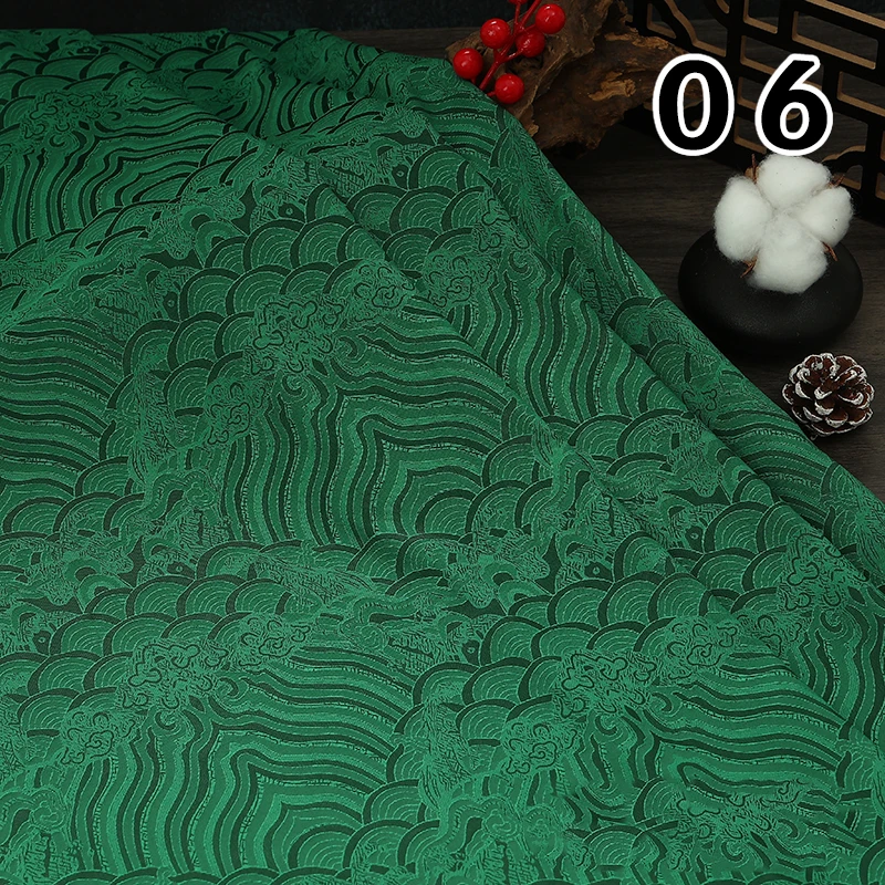 ผ้าไหมจีนลายคลื่นแบบจักรยานยนต์ ผ้าซาตินดามัสก์ สำหรับงานเย็บปักถักร้อย ชุดฮั่นฝู ชุดกี่โมโน ชุดโบราณ