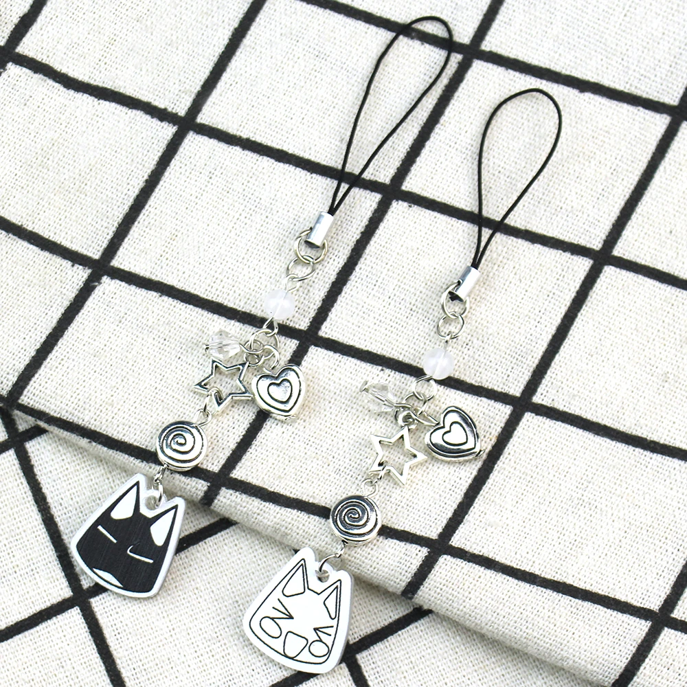 Handmade Y2K Jewelry Toro Cat Phone Charm Chain Toro And Kuro Matching Beaded Keychain Cute Keychain for Accessories Bag Pendant
