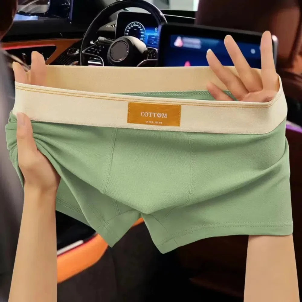 

4Pcs Breathable Solid Color Men's Boxer Briefs Plus Size L-4XL Underwear for Man Elastic 4PCS Shorts Underpants Gifts