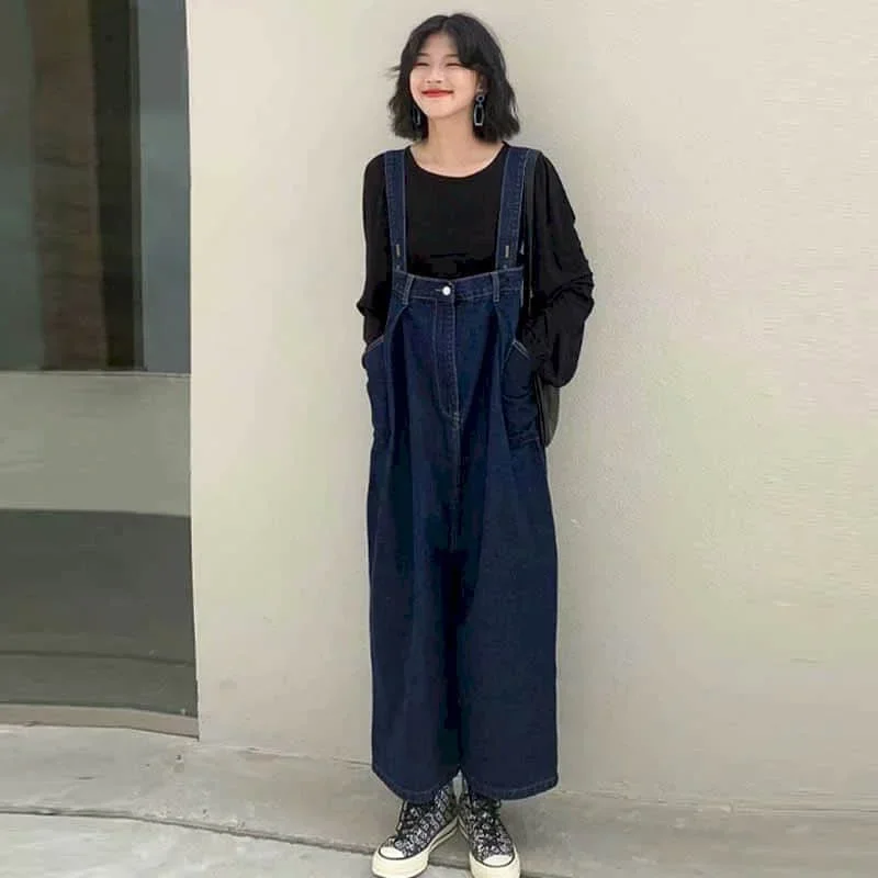 

Denim Jumpsuits for Women Wide Leg Pants Overalls for Women One Piece Outfits Women Loose Korean Fashion Pants Casual Trousers