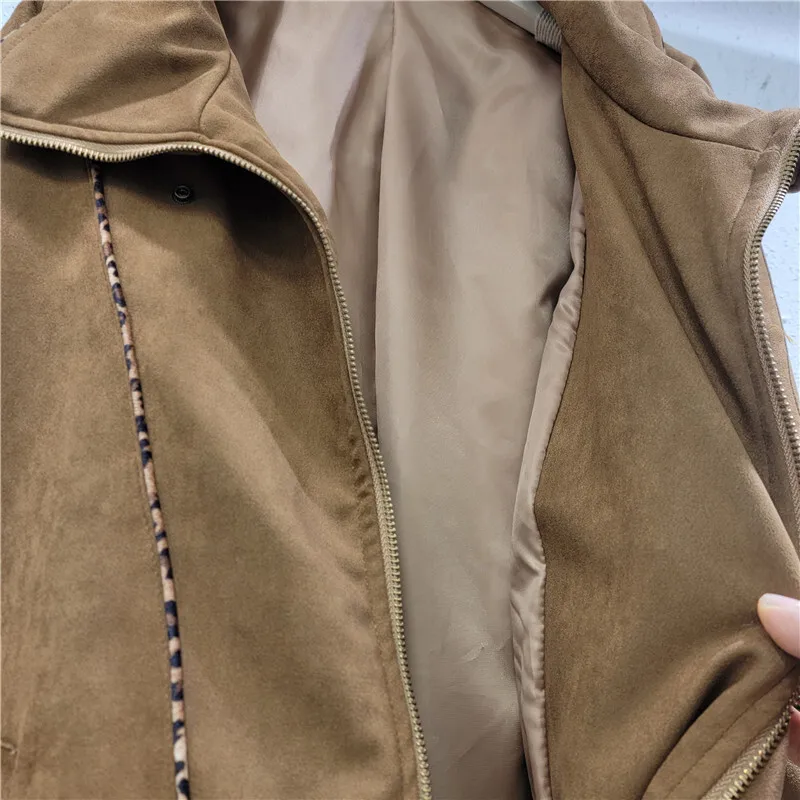 HKSH Spring Autumn New Women Jacket Turn-down Collar Zipper Pockets Elastic Hem Korean Tide Chic Streetwear Stylish Coat HK11975