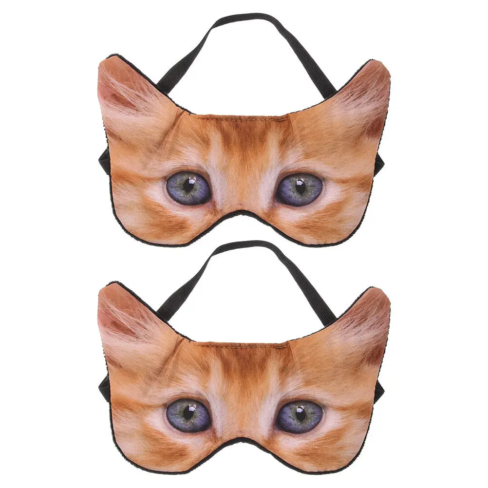 

2 шт. Мультяшные маски для глаз: милые животные, 3D-реалистичный дизайн кошки, светонепроницаемые, для сна, путешествий, дома и офиса