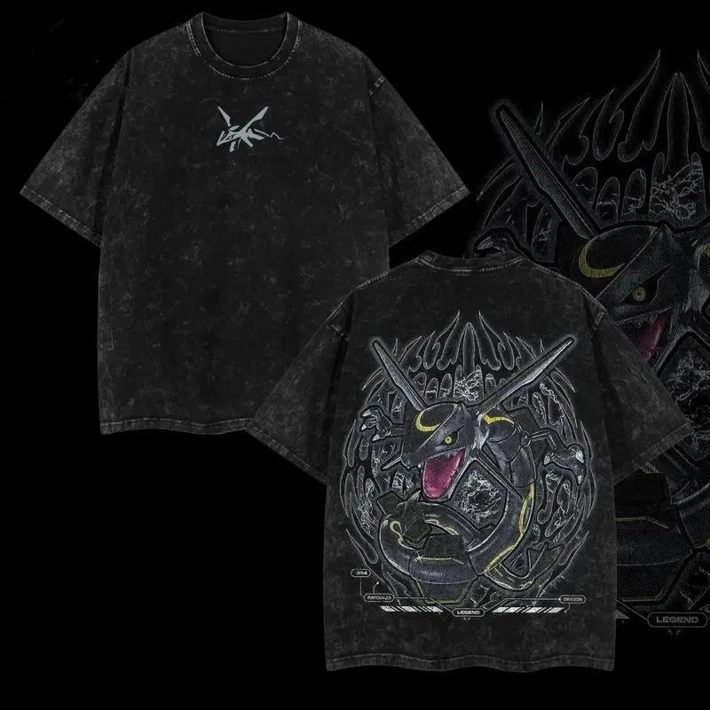 Camiseta de Anime con Diseño de Gyarados, Mewtwo y Greninja, Tipo Psíquico Legendario, para Hombre y Mujer, de Algodón, Holgada, Estilo Harajuku Y2K, Casual, Streetwear