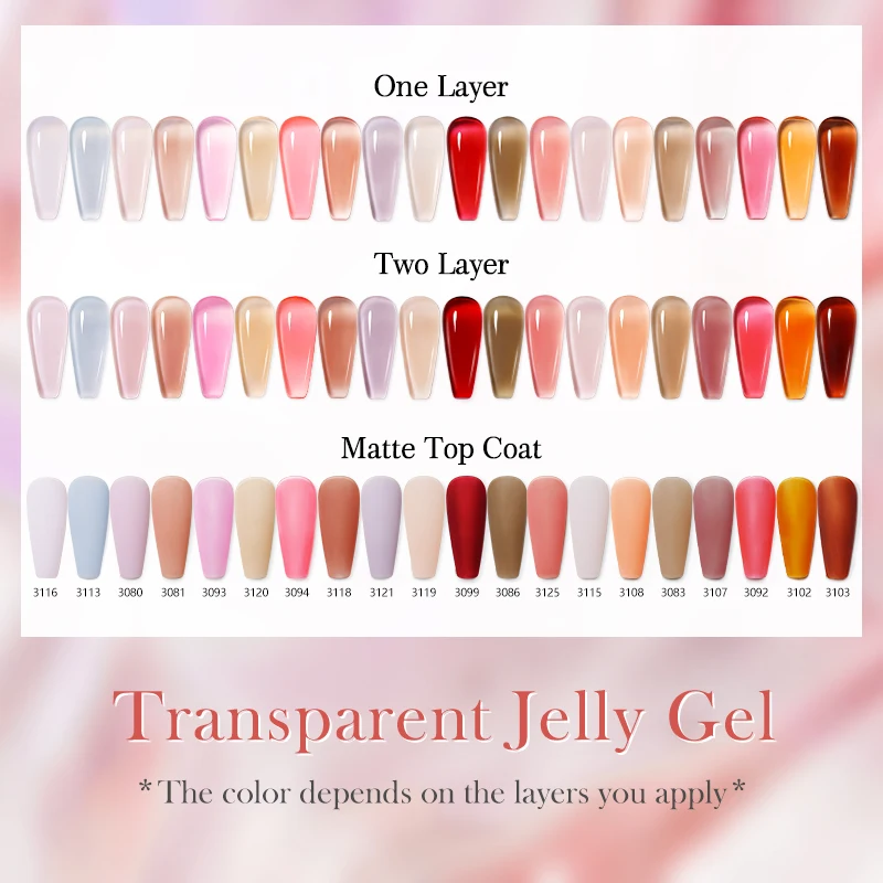 Parkson Jelly Amber Nagelgellack, 12 ml, durchscheinende Lacke, Soak Off Semi Permanent Nail Art Top Base Coat Lacquer Maniküre