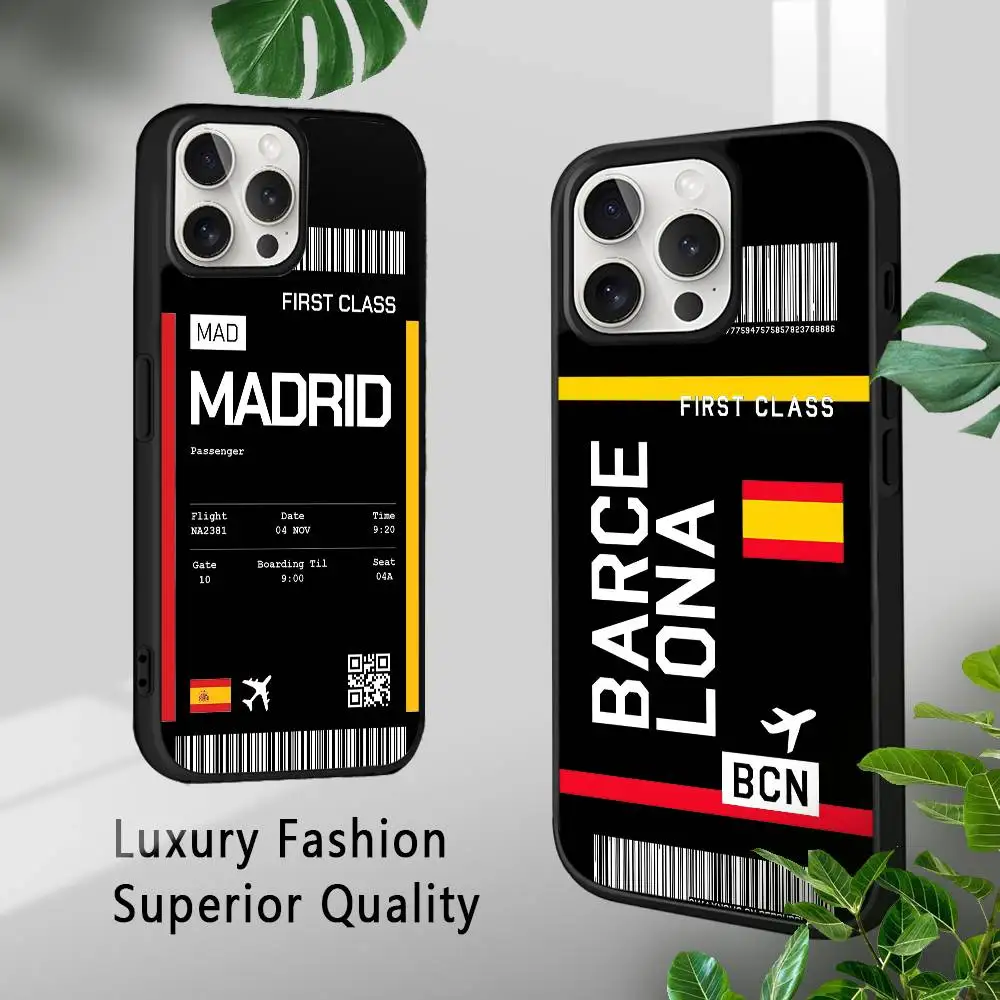 إسبانيا طائرة السفر تذكرة حالة الهاتف آيفون 16 15 14 13 12 11 برو Xs ماكس ميني زائد Celulares الصلب فوندا #2