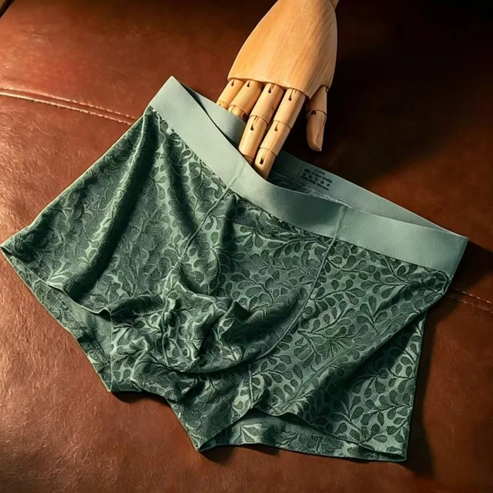 Comfortable Mesh Thin Boxer Shorts Hollow-out U Convex Pouch Ice Silk Briefs See Through Men's Underwear Men