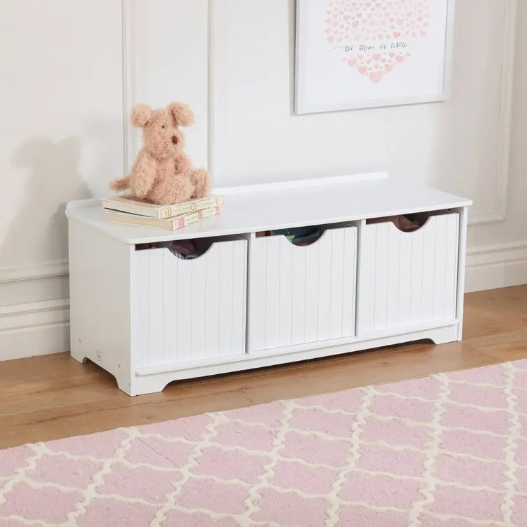 Wooden Kids Toy Box Chest Storage for Play Room Children Room Toy Storage Organizer with Seating Bench Toy Cabinet